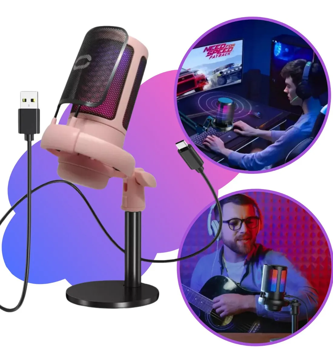Microfone gamer RGB